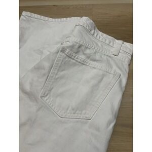 Zara Button Fly High Rise Straight Jeans Womens Sz 4 White Denim Split Leg